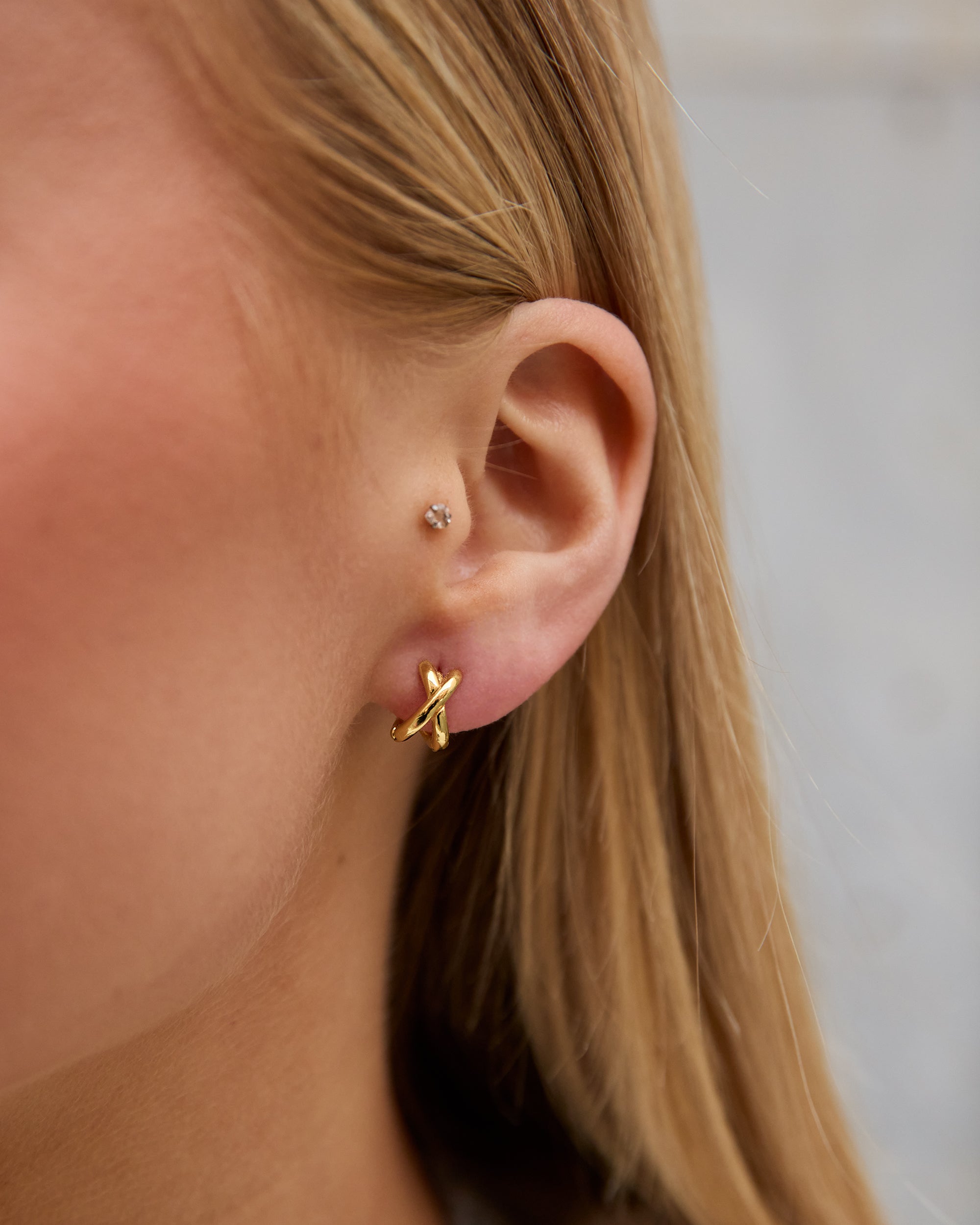 Cross Hoops Gold