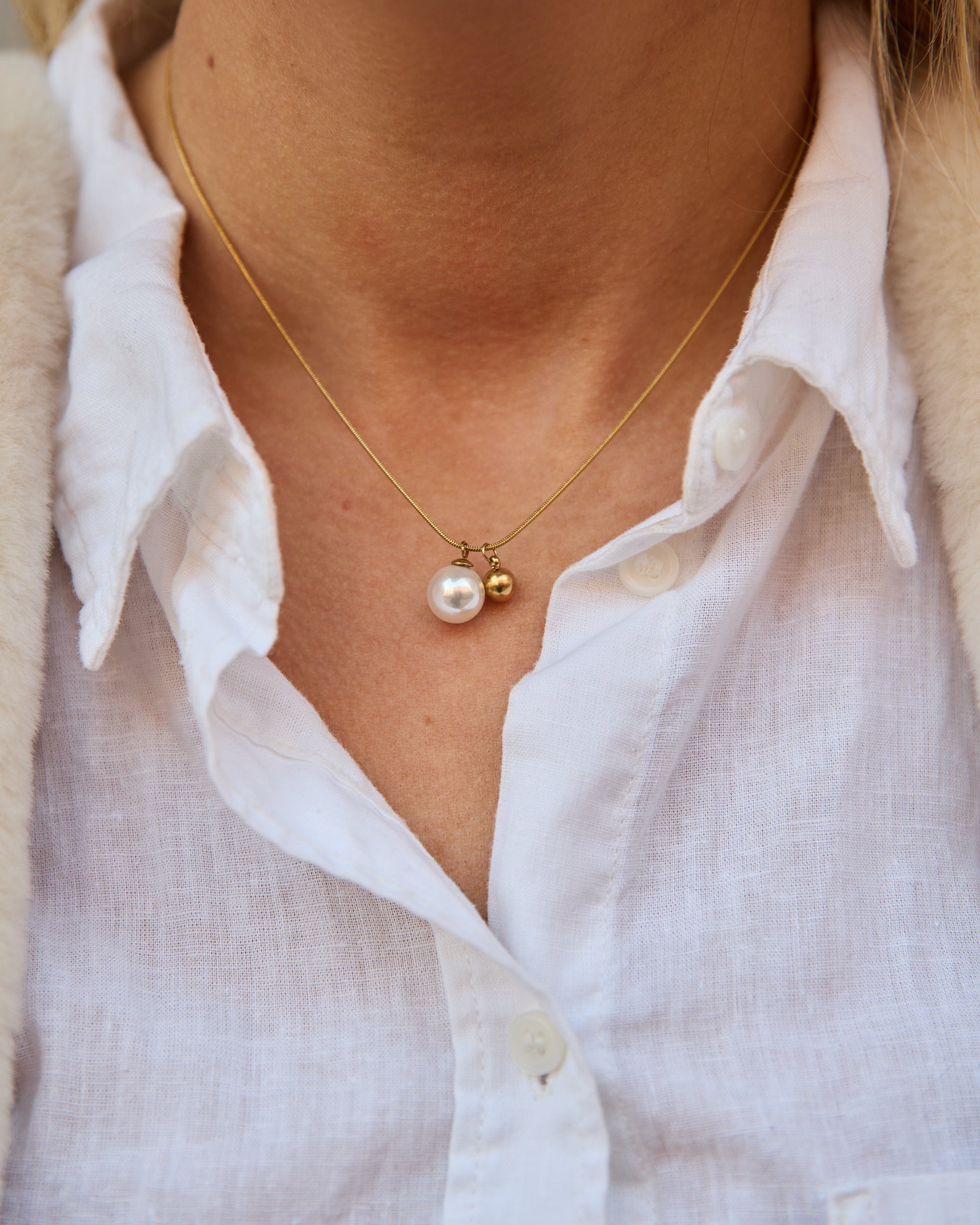 Pearl Duo Necklace Gold
