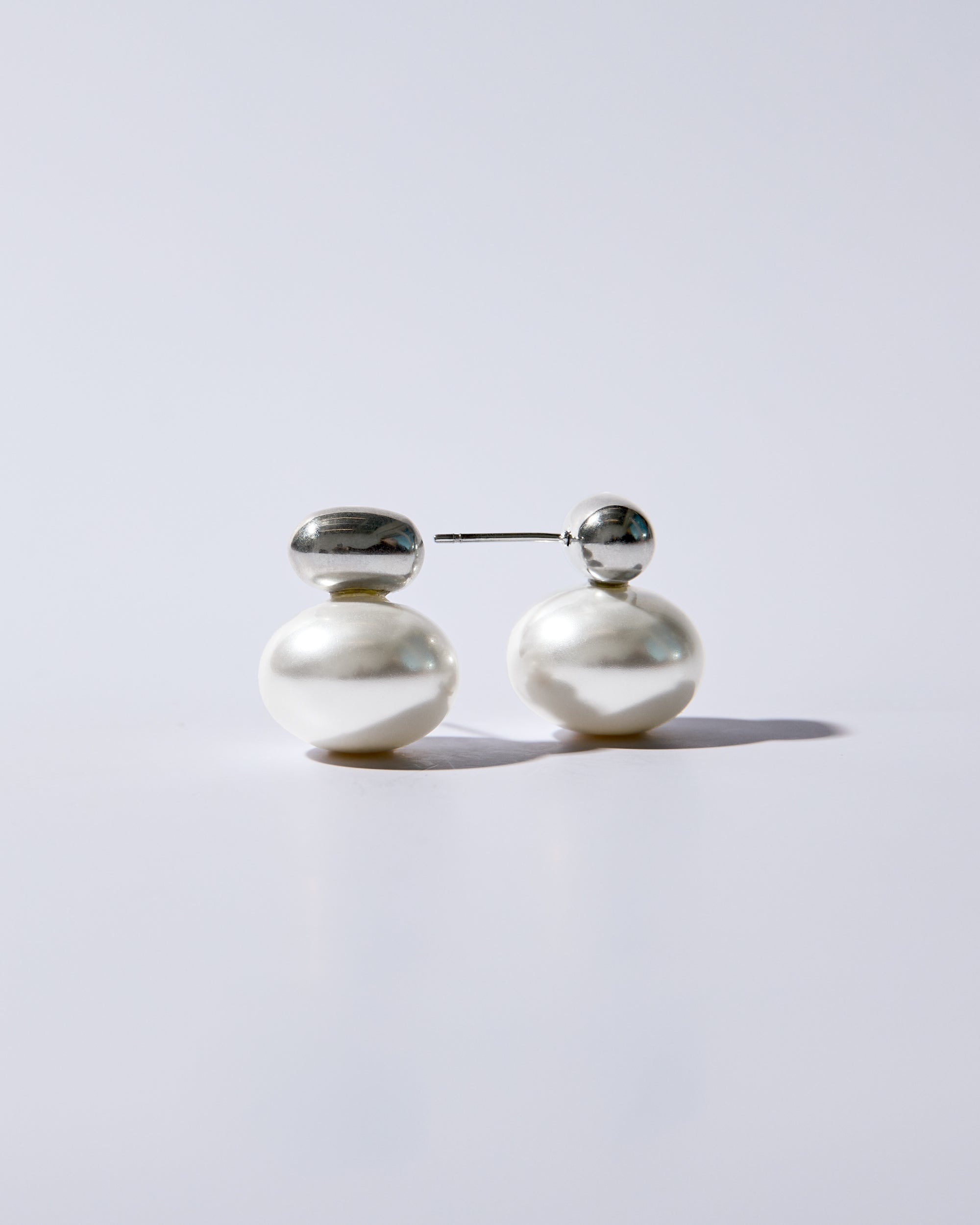 Pearl Duo Earrings Silver