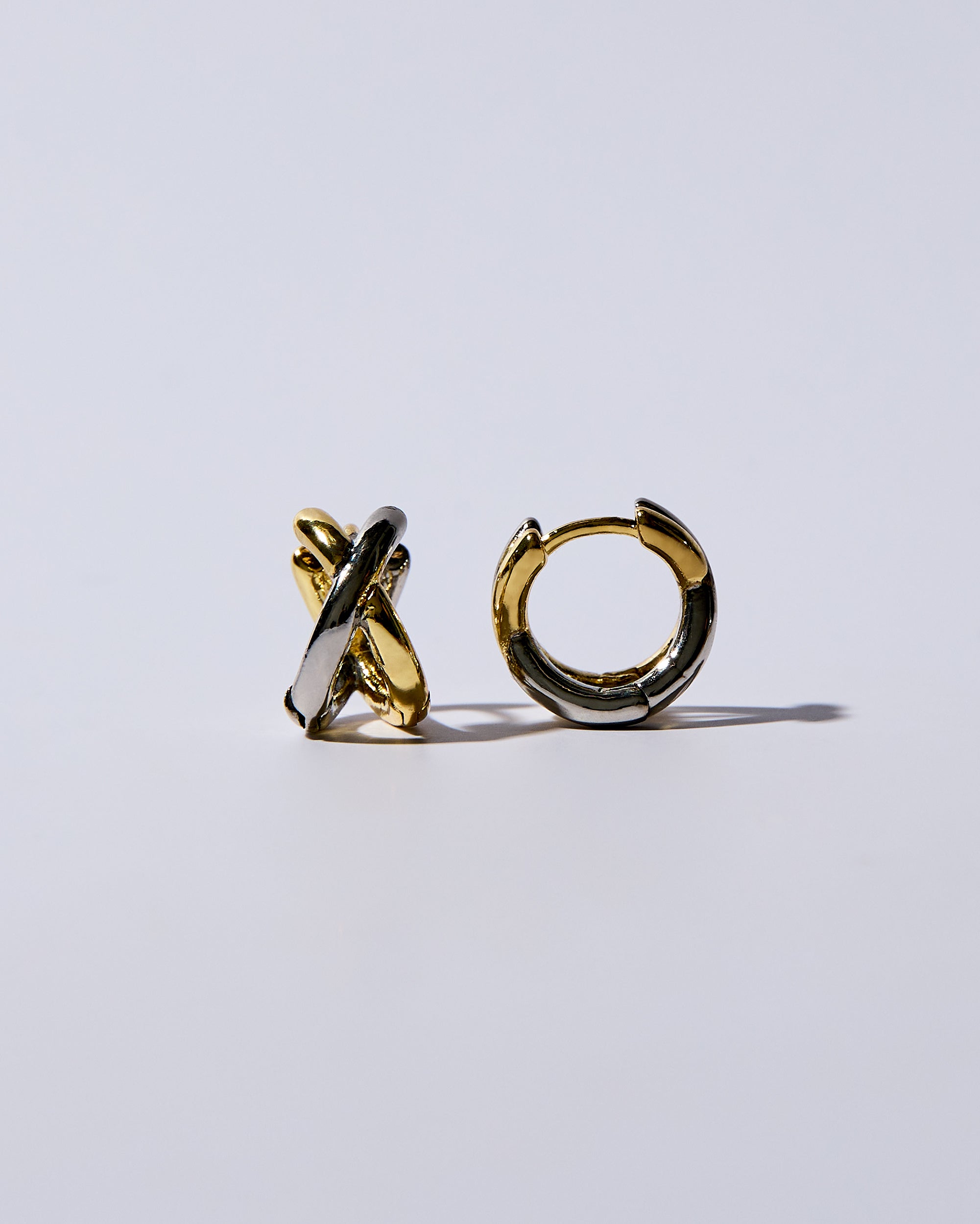 Cross Hoops Mixed Metal